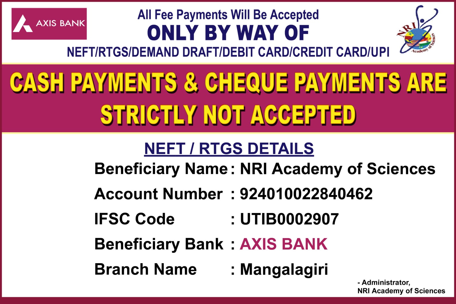 Bank Details,NRIAS